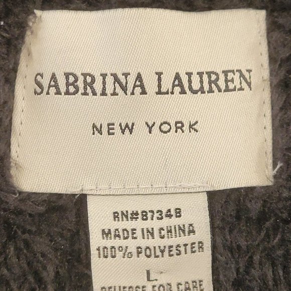Sabrina Lauren NY Womens Hooded Vest Black Open Front Faux Fur Jacket L New - Picture 7 of 7